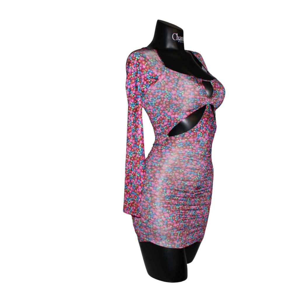 AFRM Mini dress Floral Long Sleeve Bodycon Festival NWT